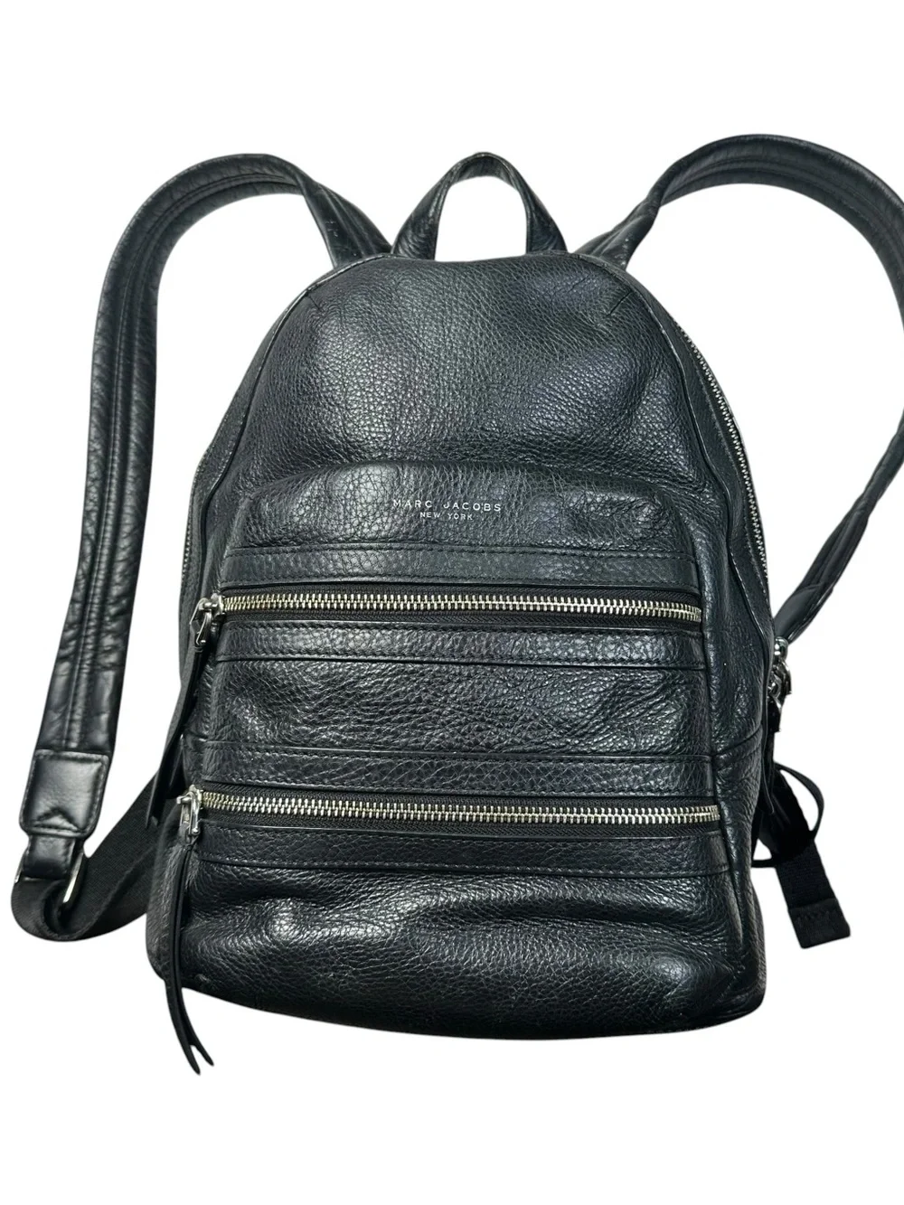 Marc Jacobs Black Leather Backpack Multi Zipper Shoulder Purse Soft Leather 8134